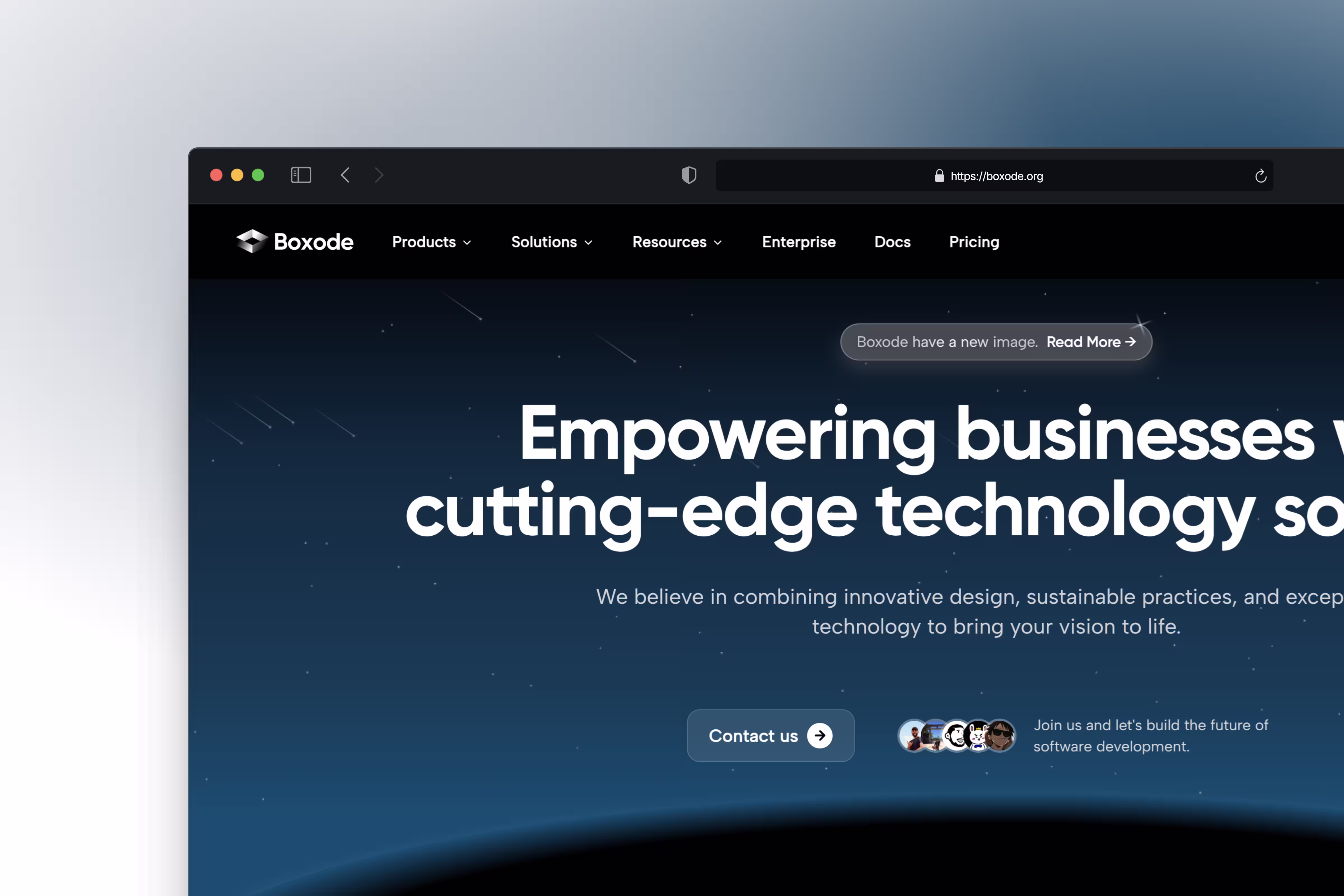 Screenshot of Boxode Website project